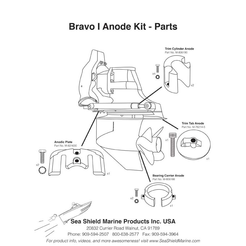 Mercruiser Bravo 1 Zinc Anode Kit (1988-present) 