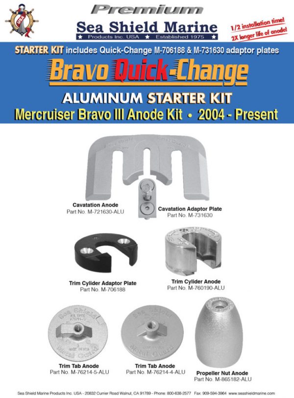 Aluminium Anode Kit for Mercruiser Bravo 3, 2004+ 
