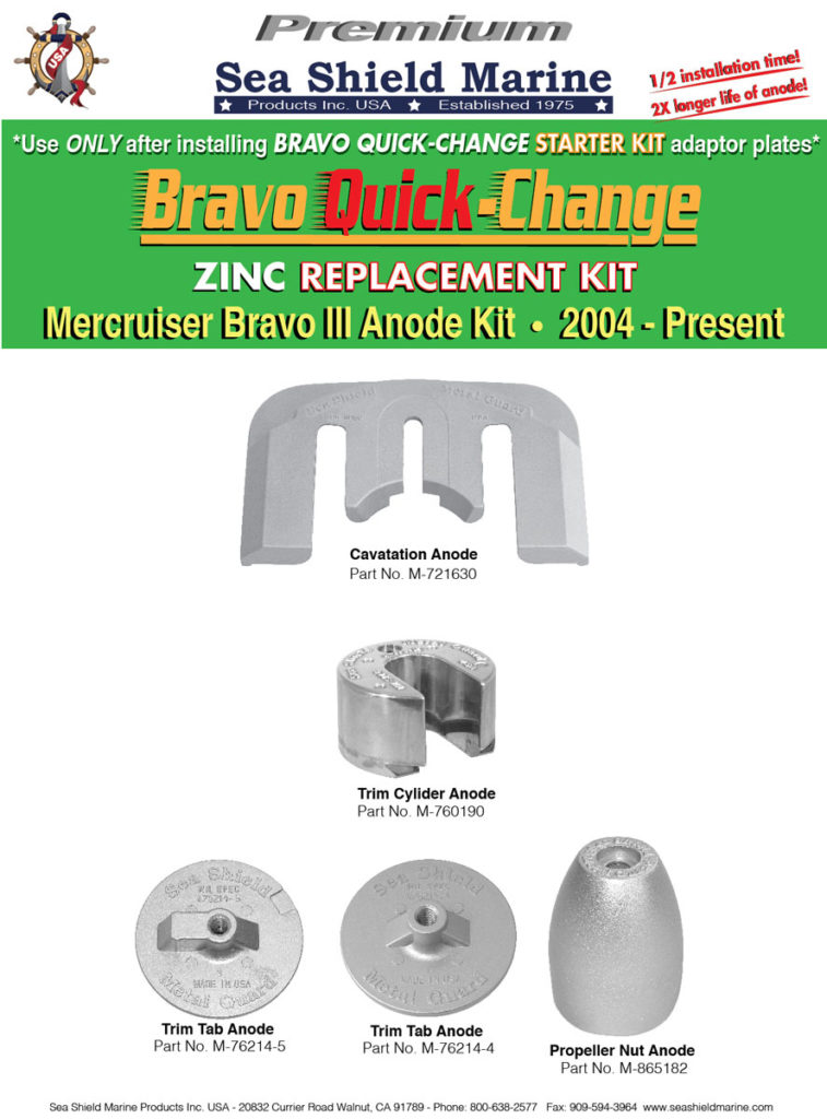 mercruiser bravo 3 replacement kit zinc